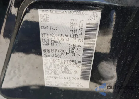 2018 Nissan Pathfinder Platinum z USA, uszkodzony, nr VIN 5N1DR2MN6JC616869